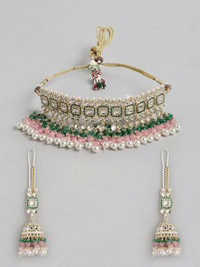 Green Handcrafted Kundan Bridal Choker Set