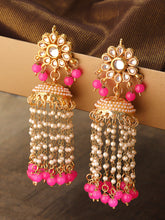 Pink Pearl Kundan Jhumka