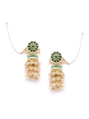 Gold-Plated Kundan Handcrafted Jhumkas