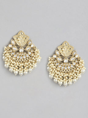 White Kundan Classic Drop Earrings