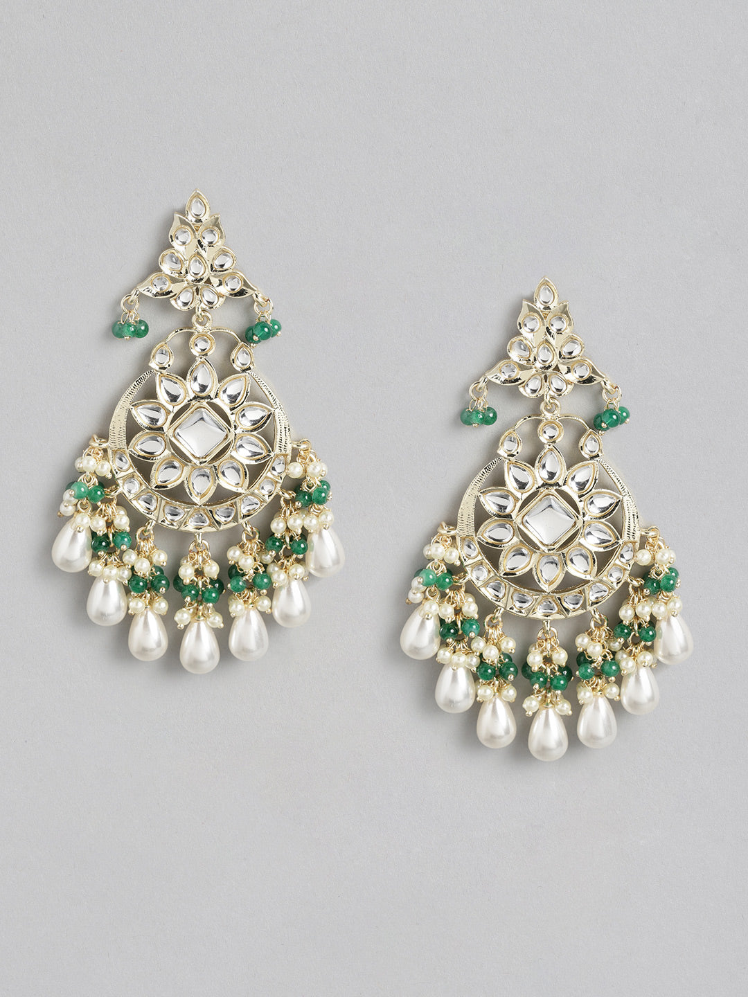 Green Kundan Classic Drop Earrings