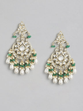 Green Kundan Classic Drop Earrings