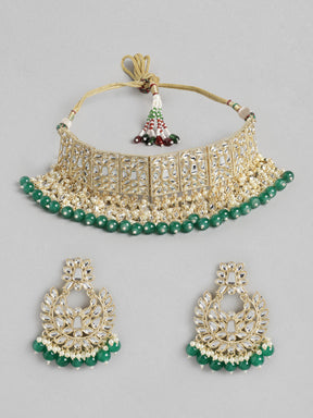 Green Handcrafted Kundan Choker Set