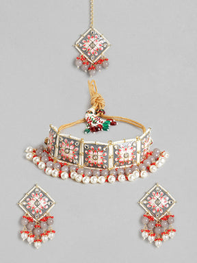 Meeankari Handpainted Kundan Choker Set