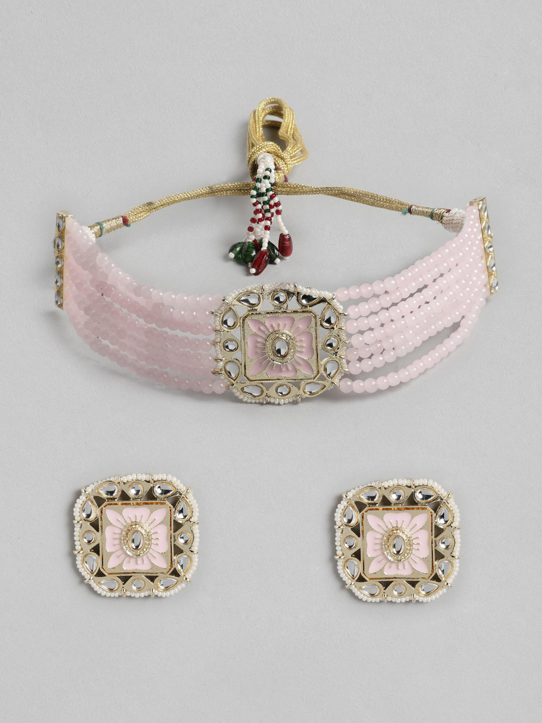 Pink Handcrafted Kundan Choker Set