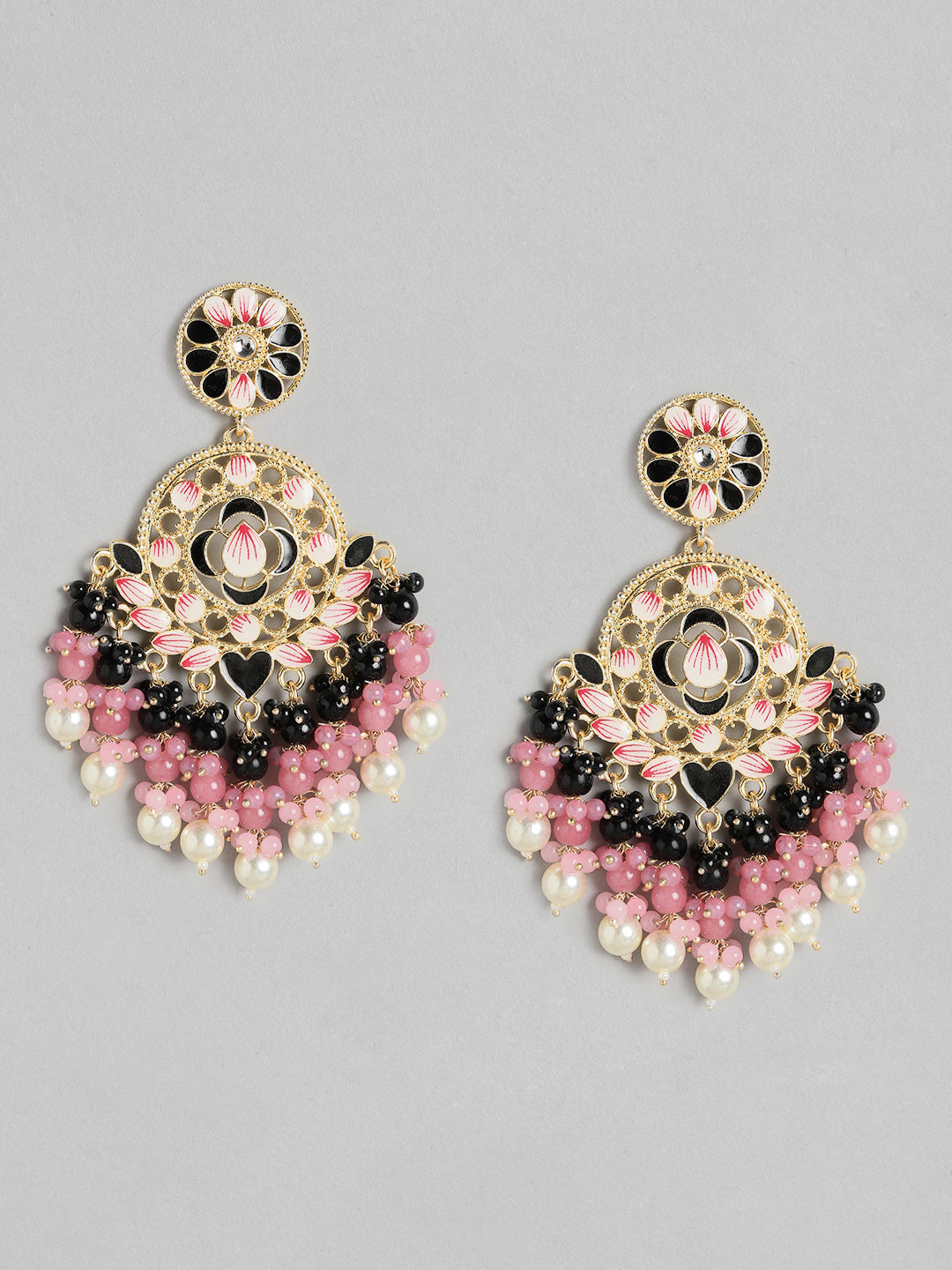 Pink Handcrafted Beaded Classic Drop Earrings