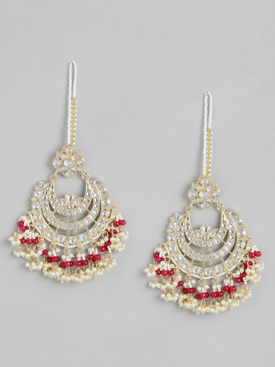 White Kundan Circular Chandbalis Earrings