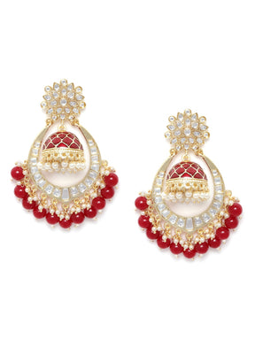 Marron Gold-Plated Handcrafted Dome Shaped Jhumkas