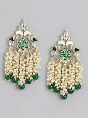 Green Kundan Classic Drop Earrings