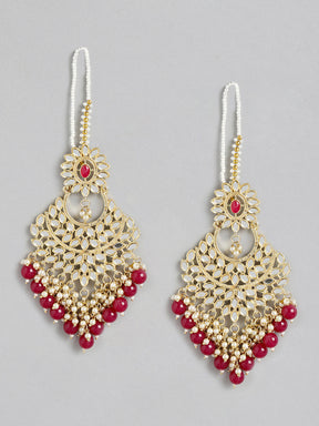 Maroon Kundan Classic Drop Earrings