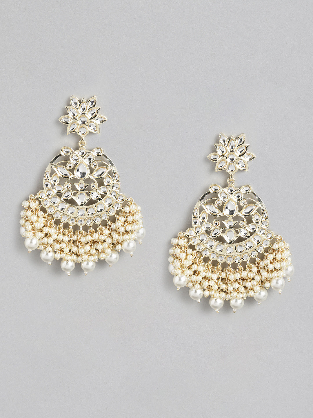 White Kundan Classic Chandbalis Earrings