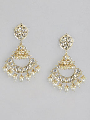 White Kundan Classic Drop Earrings