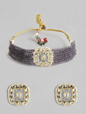 Grey Gold-Plated Jewellery Set