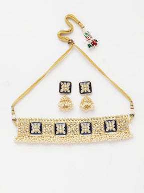 White Kundan-Studded Handcrafted Choker Set