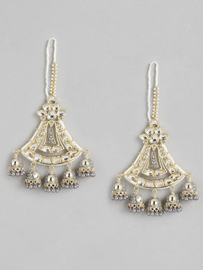 Grey Kundan Classic Jhumkas Earrings