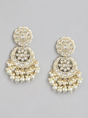 White Kundan Classic Drop Earrings