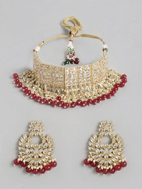 Red Handcrafted Kundan Choker Set