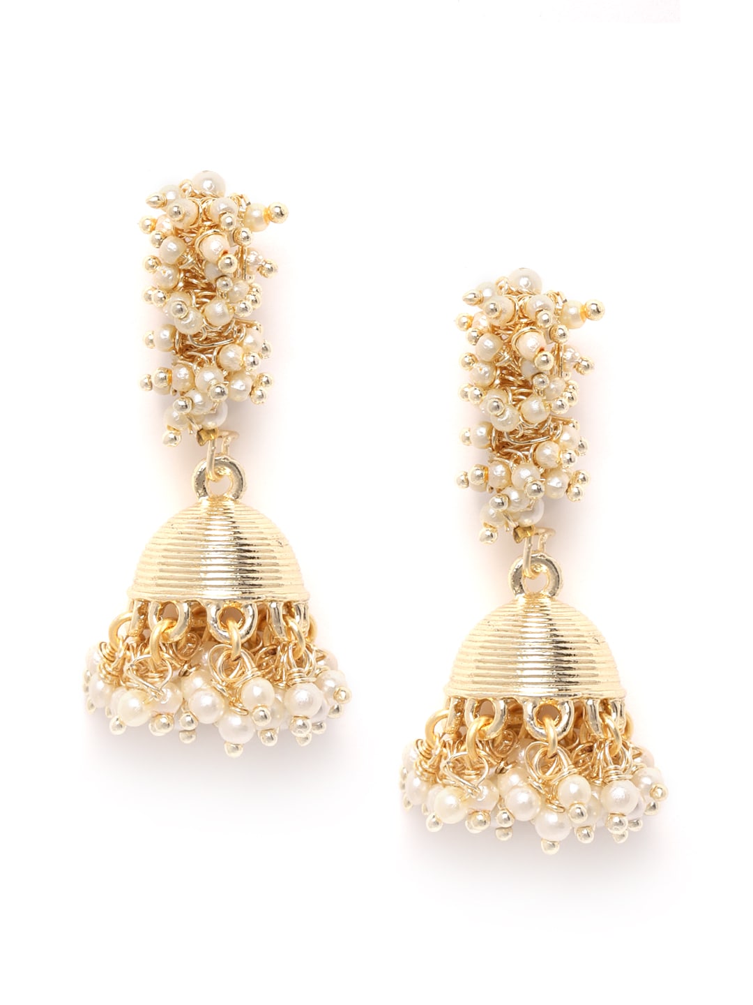 White Beaded Handcrafted Dome Shaped Jhumkas