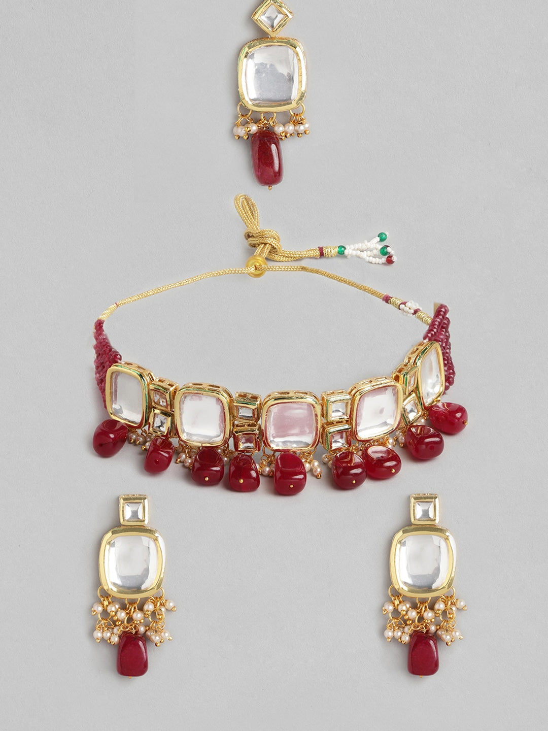 Red Kundan Studded Choker Jewellery Set