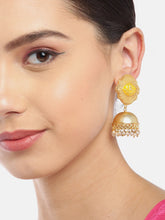 Yellow Enamelled Textured Handcrafted Jhumkas