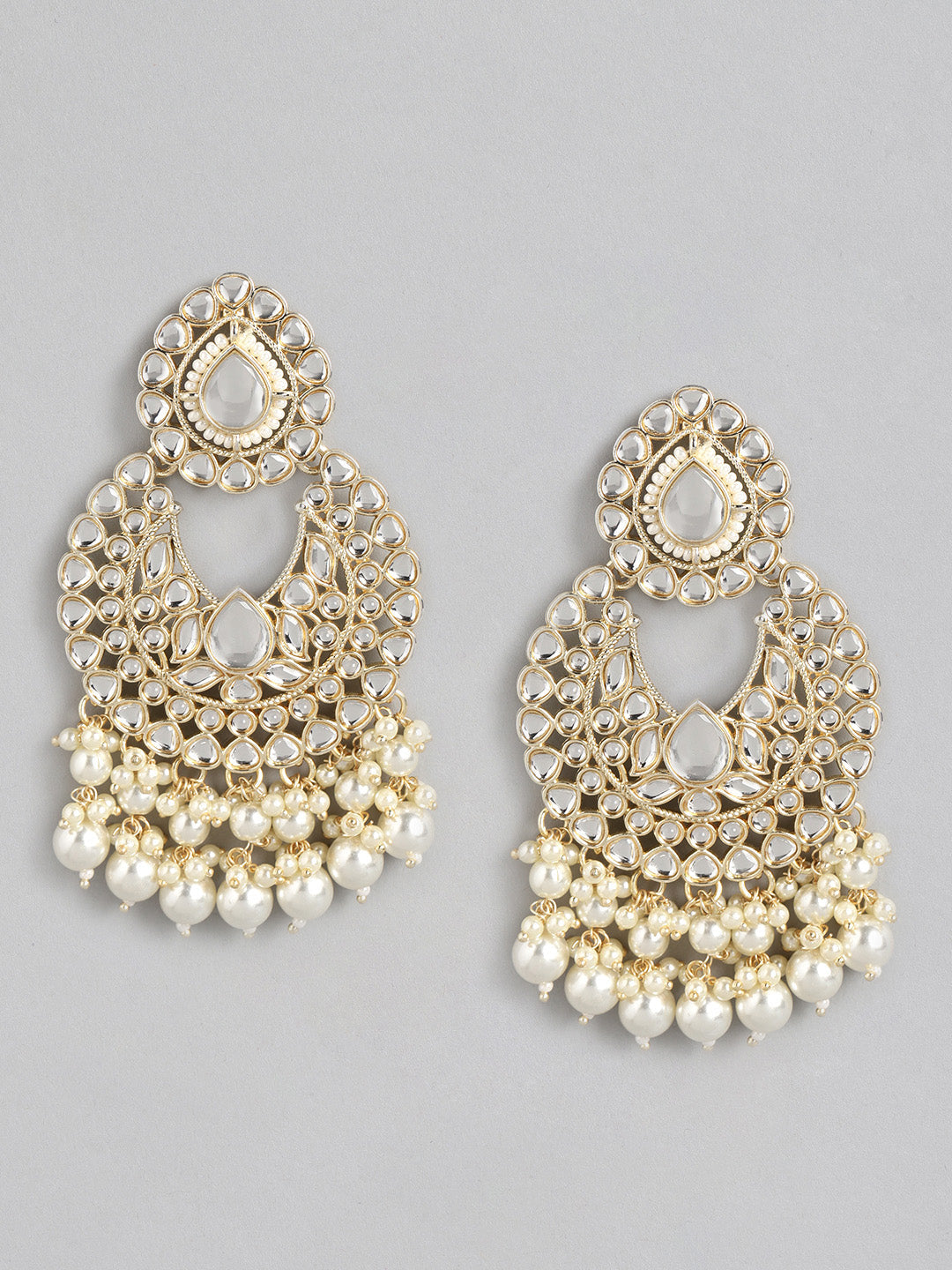 White Gold-Plated Kundan Jewellery Set