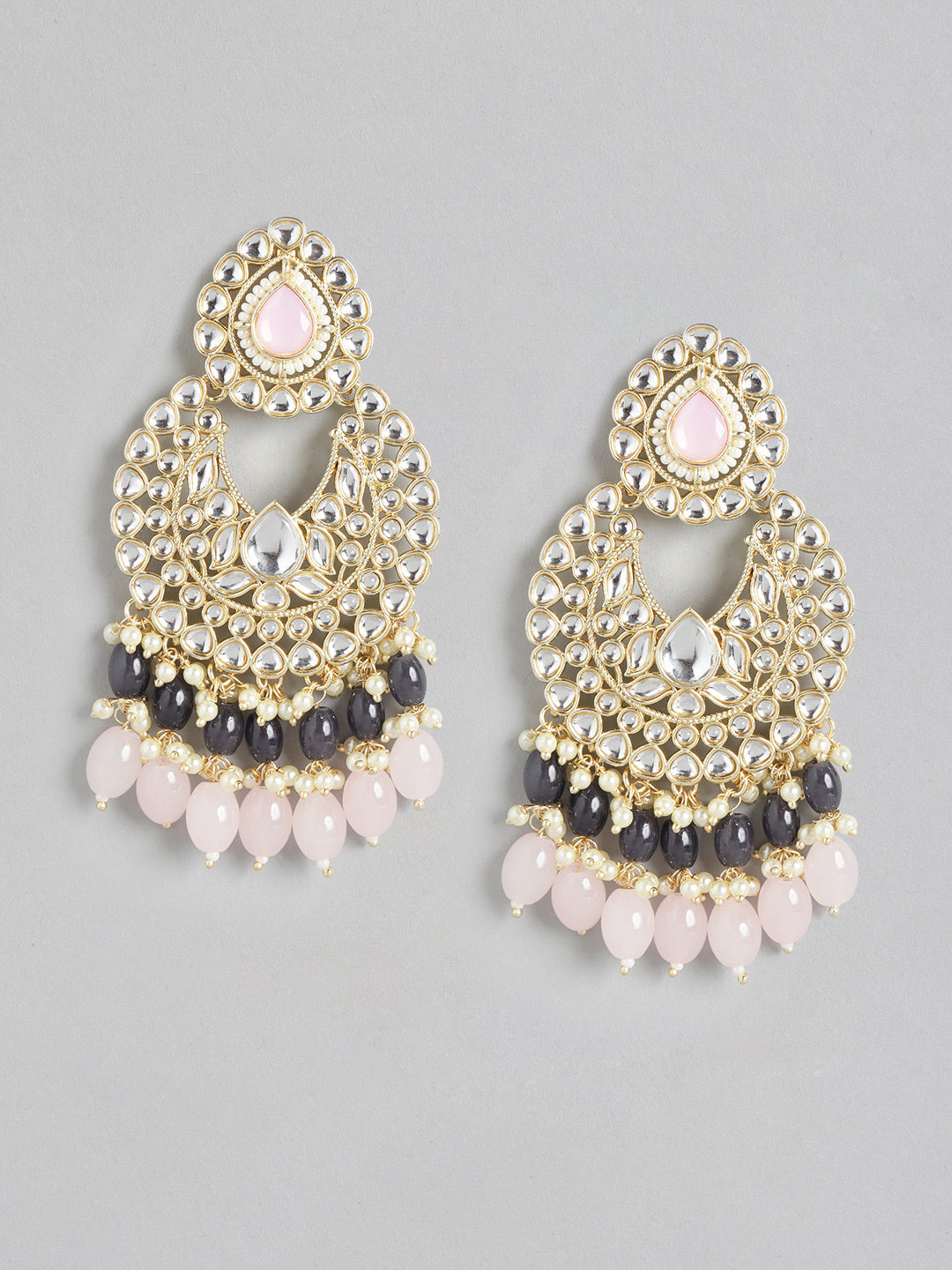 Pink & Gold-Plated Kundan Jewellery Set