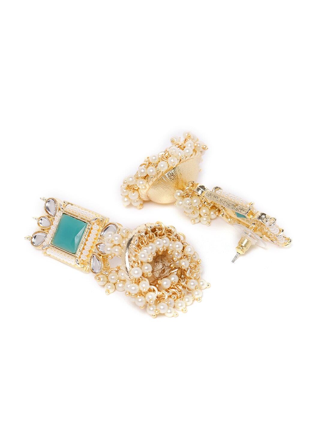 Turquoise Blue Gold-Plated Kundan-Studded Beaded Jewellery Set