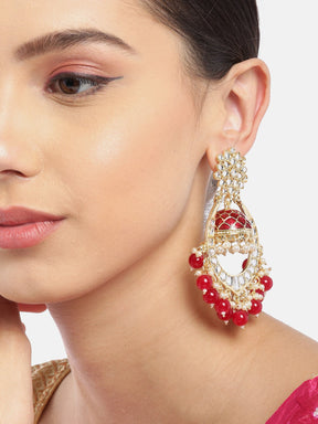 Marron Gold-Plated Handcrafted Dome Shaped Jhumkas