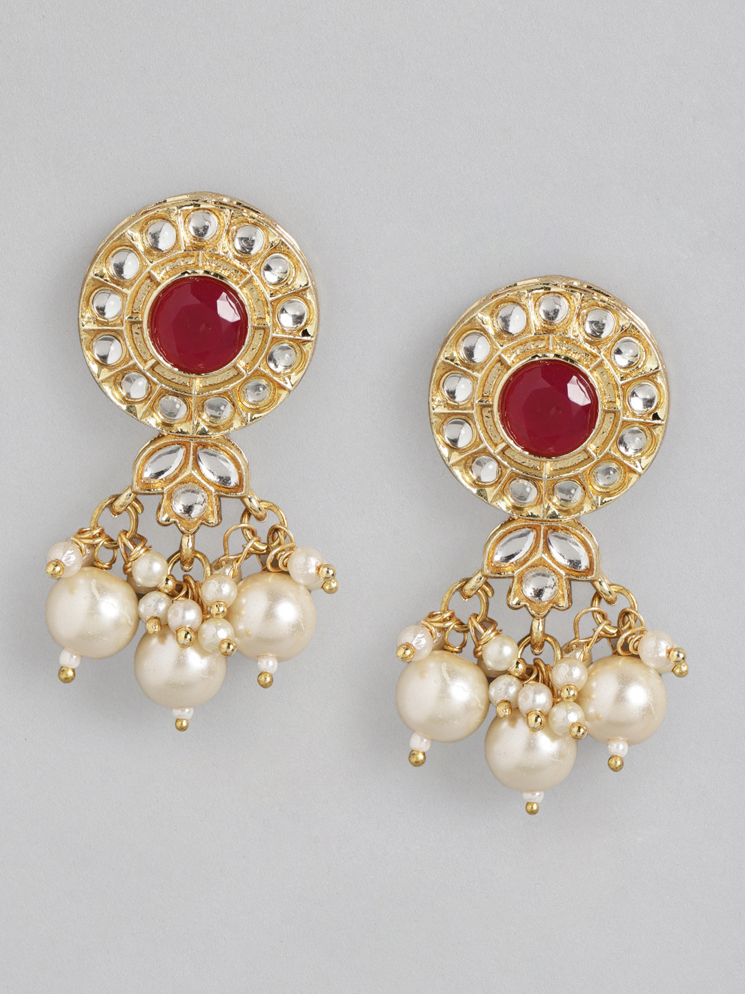 White Gold-Plated Handcrafted Kundan Jewellery Set