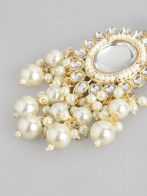 White Kundan Classic Drop Earrings