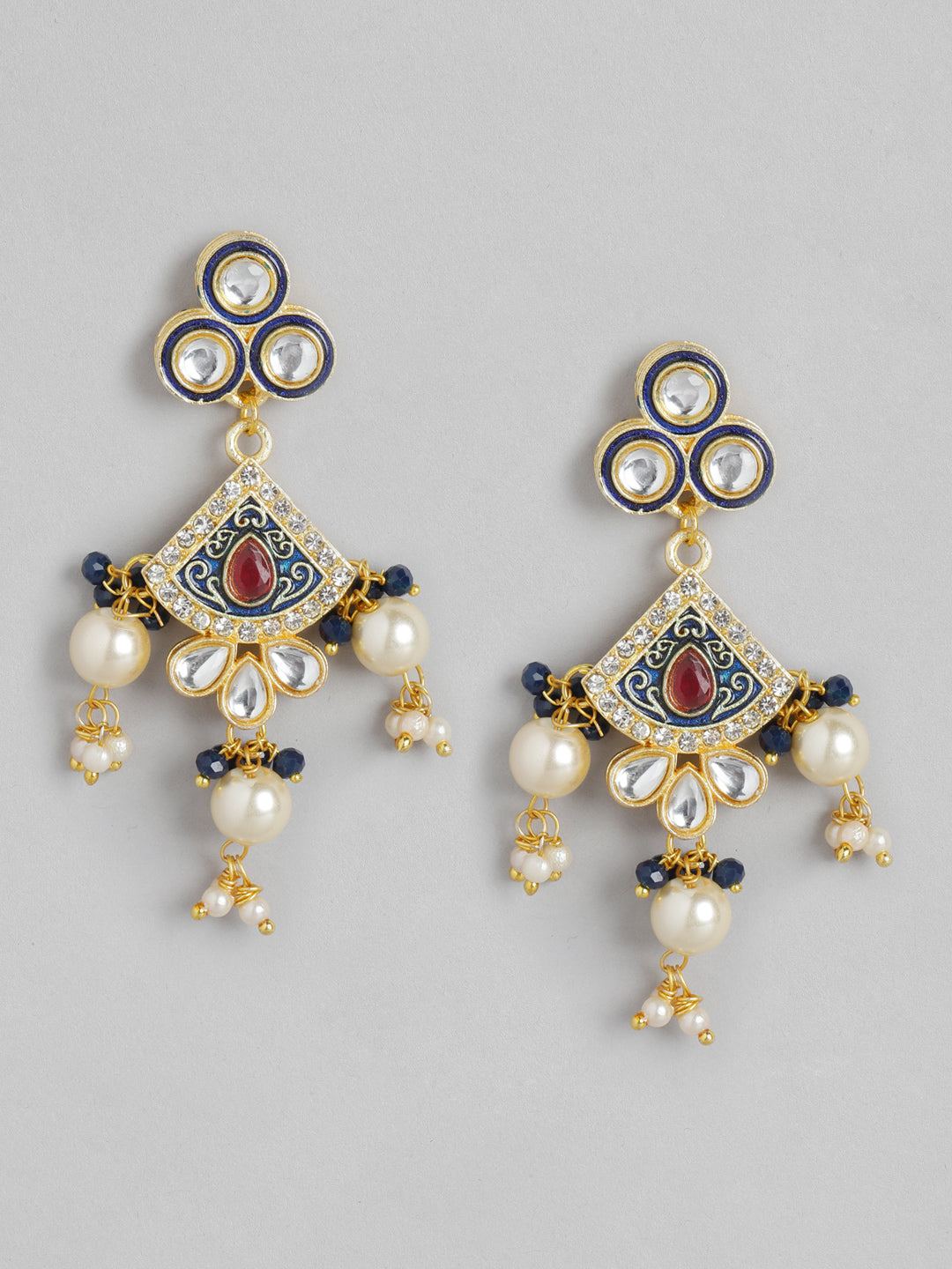 Navy BlueKundan & Beaded Enamelled Jewellery Set