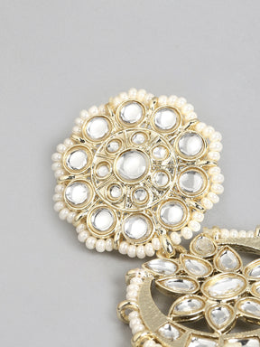 White Kundan Classic Drop Earrings