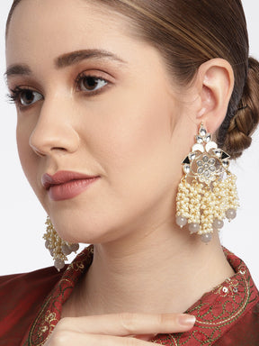 Grey Kundan Classic Drop Earrings