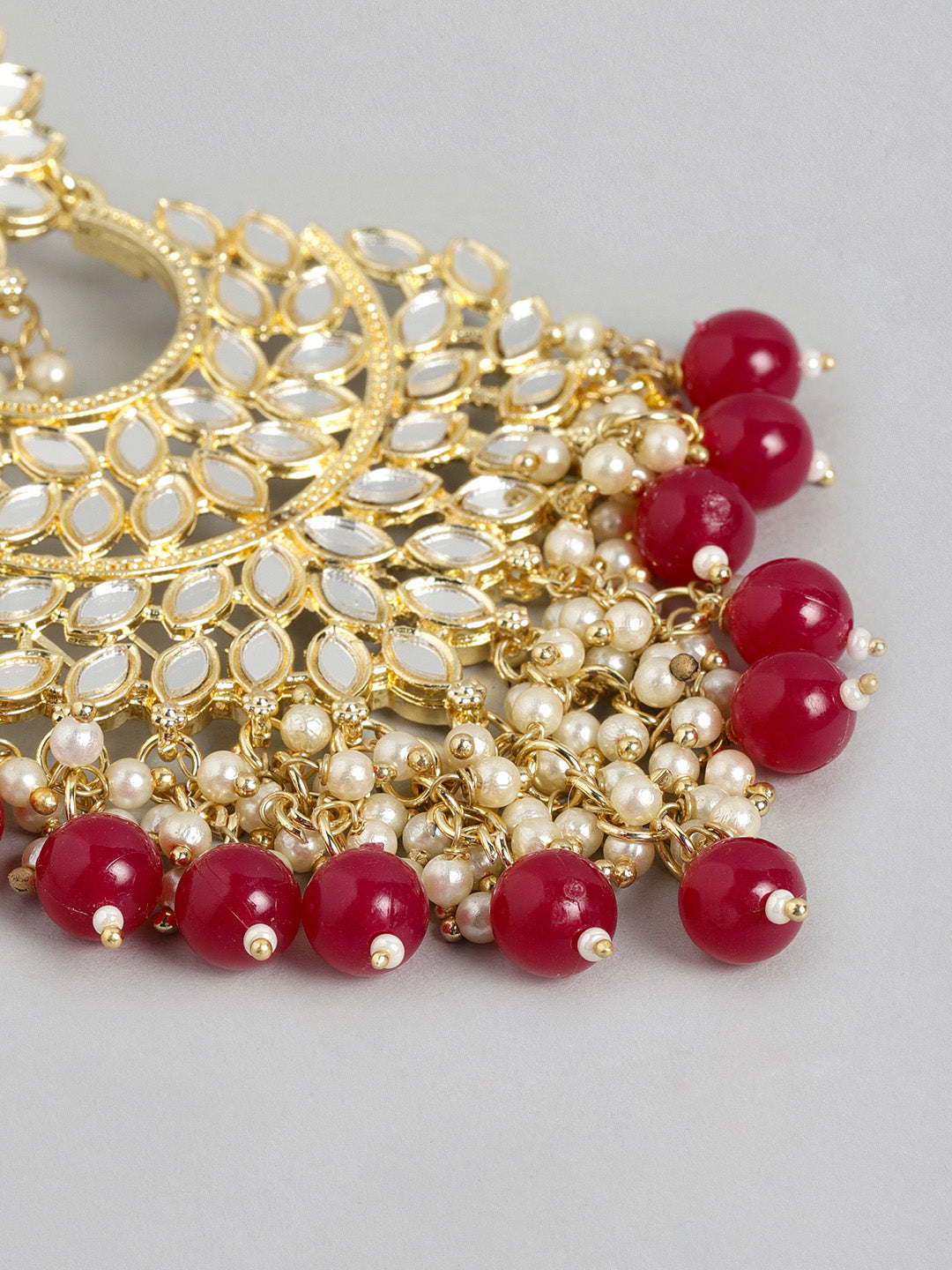 Maroon Kundan Classic Drop Earrings