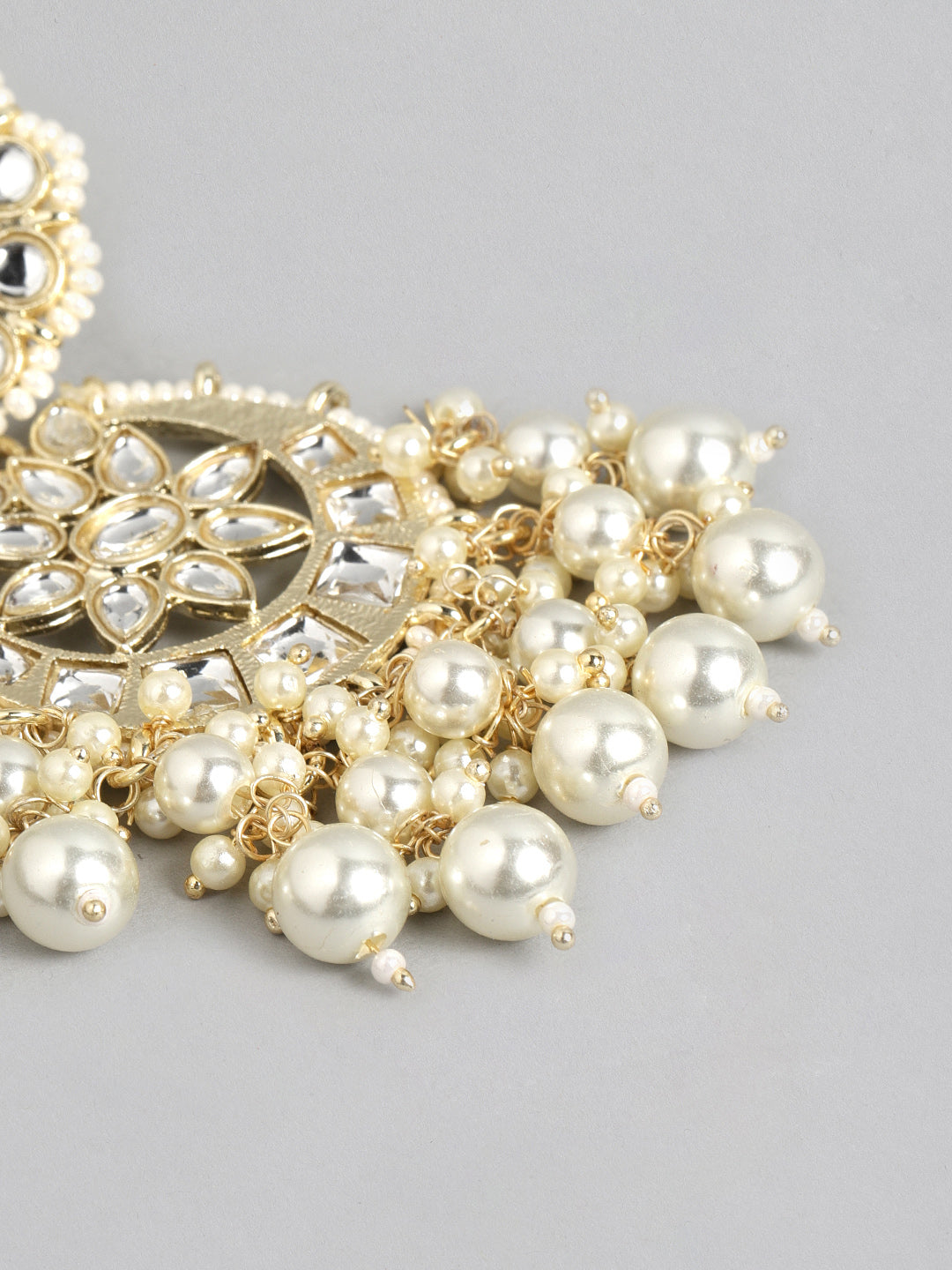 White Kundan Classic Drop Earrings