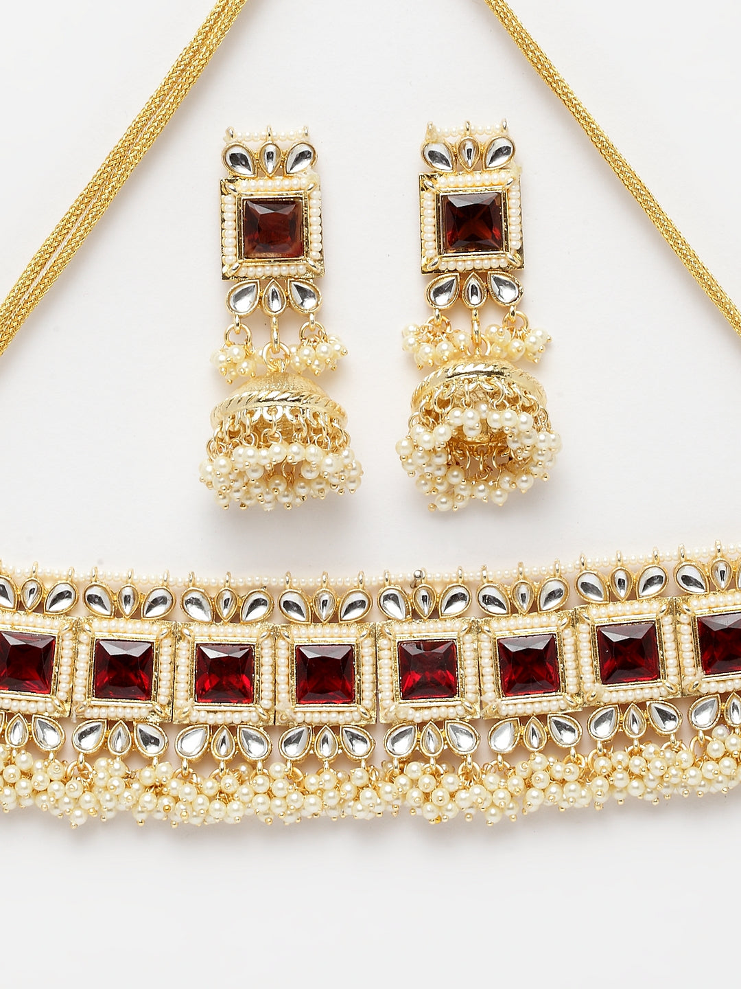 Maroon Kundan Handcrafted Choker Set