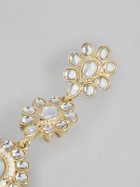 White Kundan Classic Drop Earrings