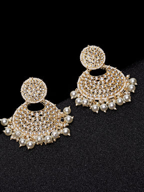 Gold-Plated Kundan Drop Earrings