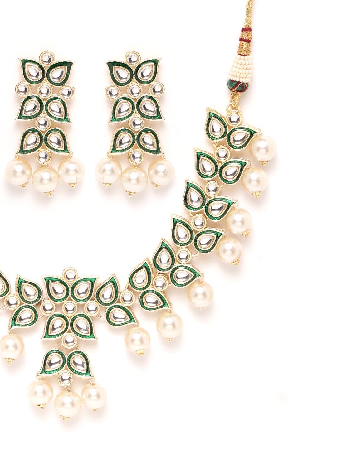 Green Kundan-Studded Meenakari Jewellery Set