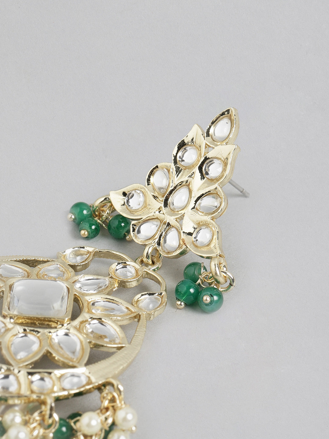 Green Kundan Classic Drop Earrings