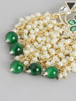 Green Kundan Classic Drop Earrings