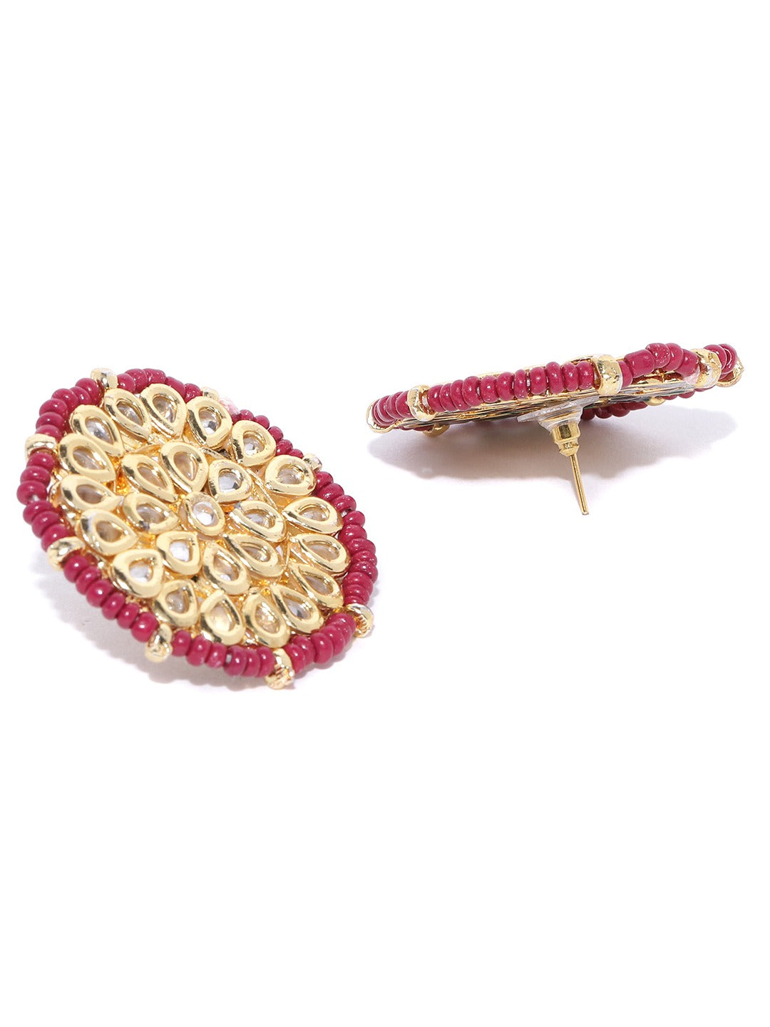 Marron Circular Kundan Studs