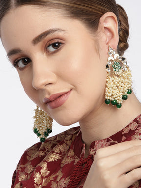 Green Kundan Classic Drop Earrings