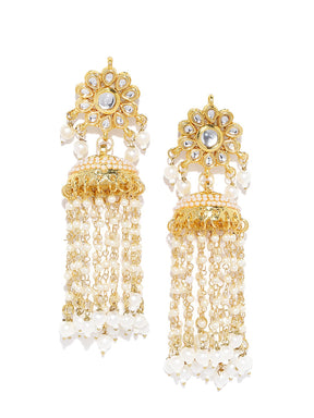 White Pearl Kundan Jhumka