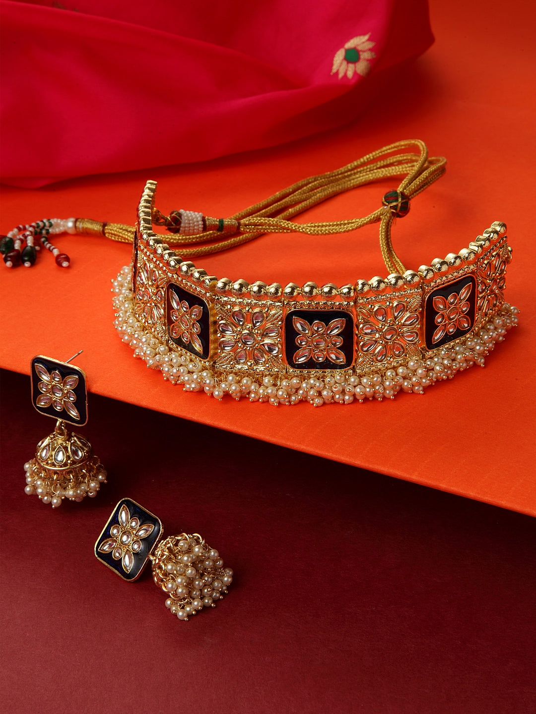 White Kundan-Studded Handcrafted Choker Set