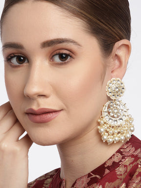 White Kundan Classic Drop Earrings