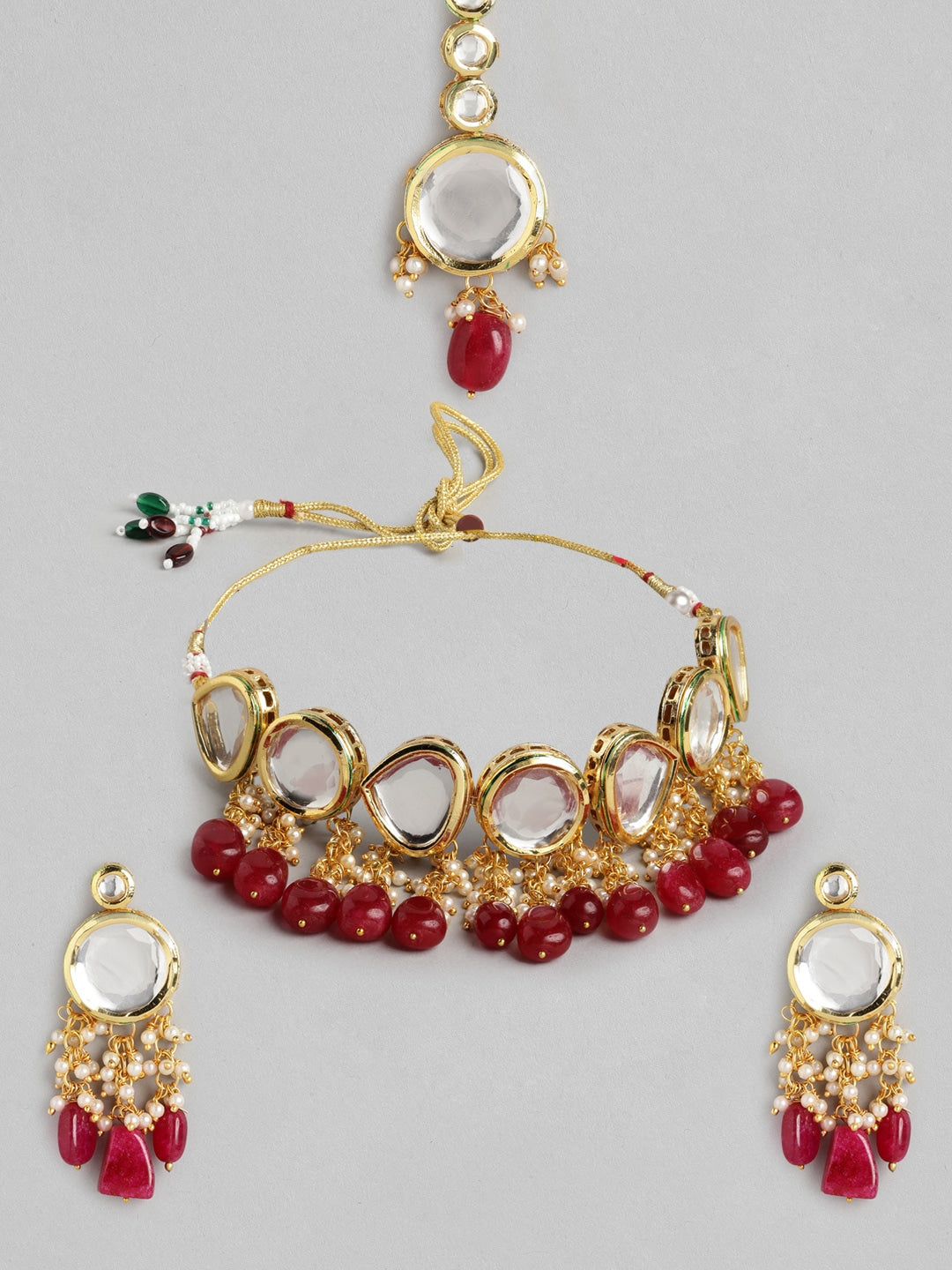 Red Kundan Ethnic Jewellery Set