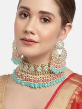 Turquoise Blue & Gold-Plated Kundan Jewellery Set