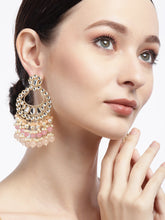 Pink Kundan Studded & Beaded Handcrafted Chandbalis