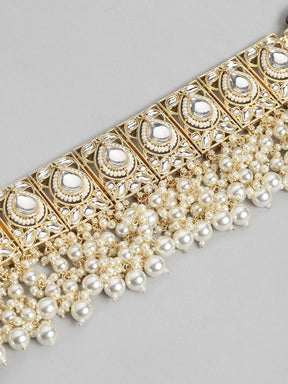 White Gold-Plated Kundan Jewellery Set